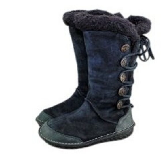 Sorel Women Navy Suede Leather Sherpa Waterproof Winter Boots 9 Outdoors Winter - Picture 1 of 13